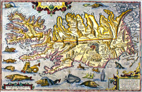 A map of Iceland from 1590, made by Guðbrandur Þorláksson.
