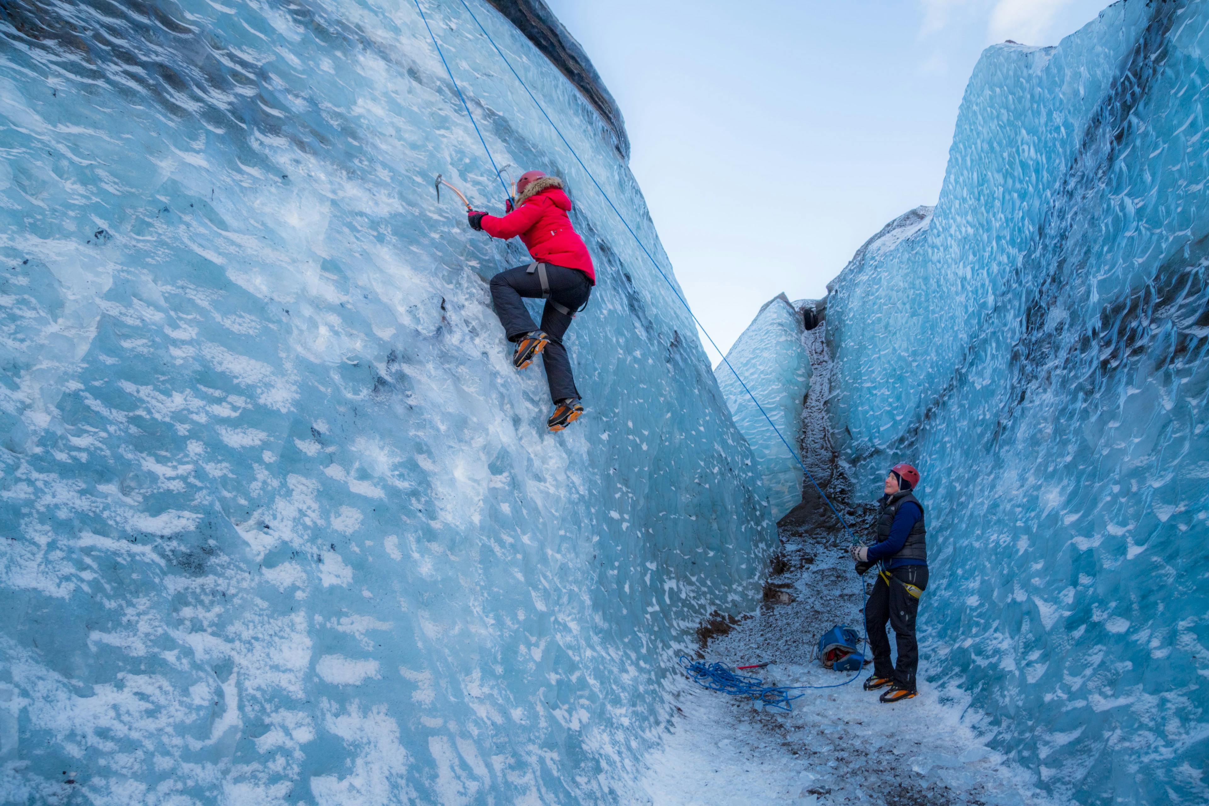 ice climbing in Iceland on langjökull glacier